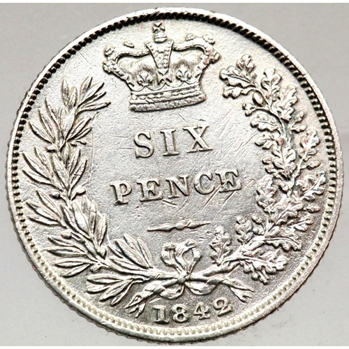 1139 - 1842 - Silver Sixpence of Queen Victoria. P&P Group 1 (£14+VAT for the first lot and £1+VAT for subs... 