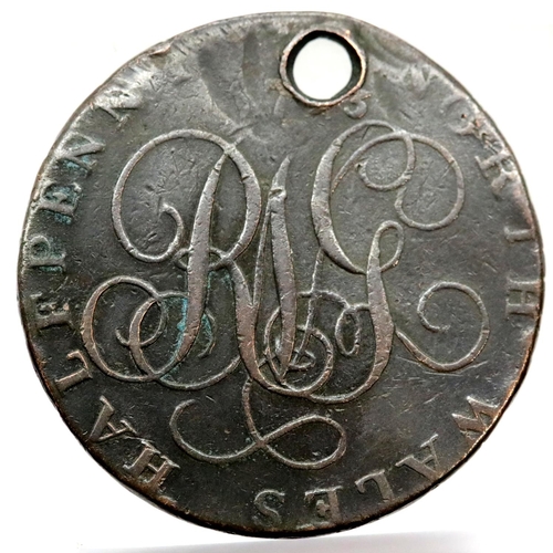 1141 - Wales (Anglesey) mining token - Parys - Depiction of Druid. P&P Group 1 (£14+VAT for the first lot a... 