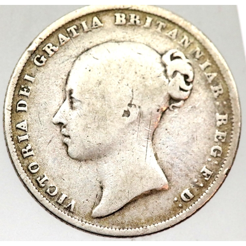 1142 - 1839 - Silver Shilling of Queen Victoria. P&P Group 1 (£14+VAT for the first lot and £1+VAT for subs... 