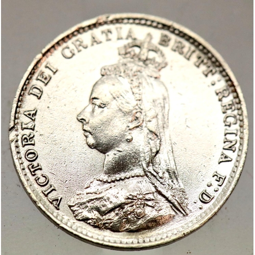 1147 - 1887 - Silver Threepence of Queen Victoria. P&P Group 1 (£14+VAT for the first lot and £1+VAT for su... 