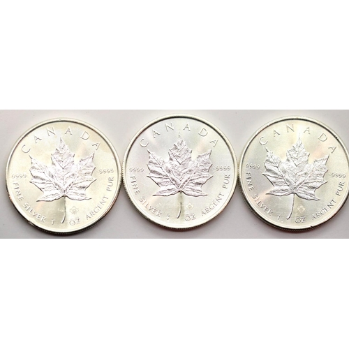 1099 - Three 999 Silver 5 dollar Canada Maple Leaf coins 2014. P&P Group 1 (£14+VAT for the first lot and £... 