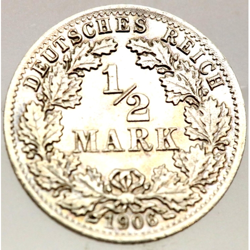 1124 - 1906 - Silver Half Mark of the German Reich. P&P Group 1 (£14+VAT for the first lot and £1+VAT for s... 