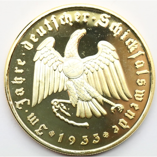 1154 - 1933 - Gold Plated Token Reich Eagle and Adolf Hitler. P&P Group 1 (£14+VAT for the first lot and £1... 