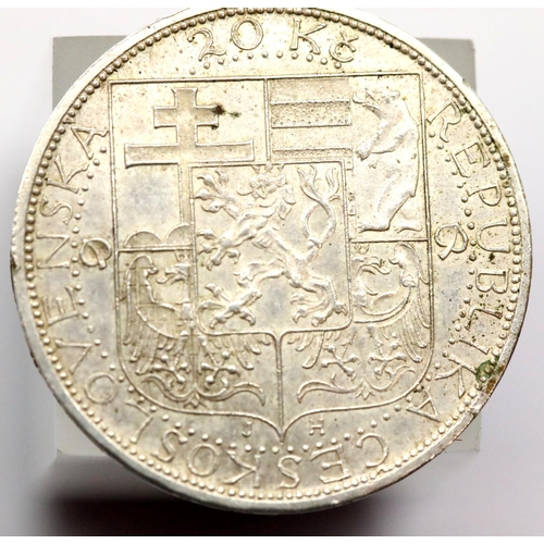 1161 - Czechoslovakia - 1937 Silver 20 Korun. P&P Group 1 (£14+VAT for the first lot and £1+VAT for subsequ... 