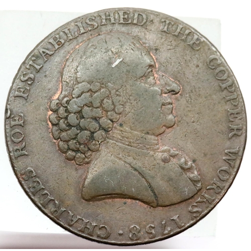 1178 - 1791 Macclesfield halfpenny. P&P Group 1 (£14+VAT for the first lot and £1+VAT for subsequent lots)