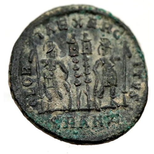 1108 - Constantius - Roman Empire Standing legionary soldiers with standards in between - Minted in Antioch... 