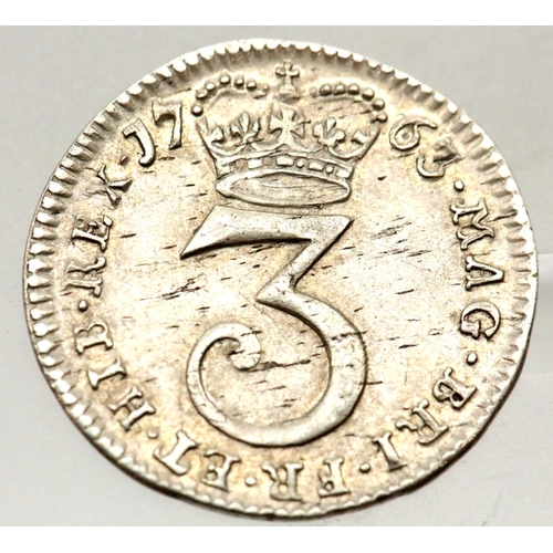 1120 - 1763 - Silver Threepence of King George III. P&P Group 1 (£14+VAT for the first lot and £1+VAT for s... 