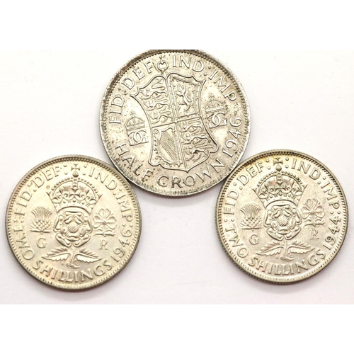 1180C - George VI 1946 half crown and 1944 & 1946 florins with good definition. P&P Group 1 (£14+VAT for the... 