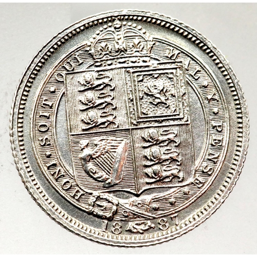 1145 - 1887 - Silver Sixpence of Queen Victoria. P&P Group 1 (£14+VAT for the first lot and £1+VAT for subs... 