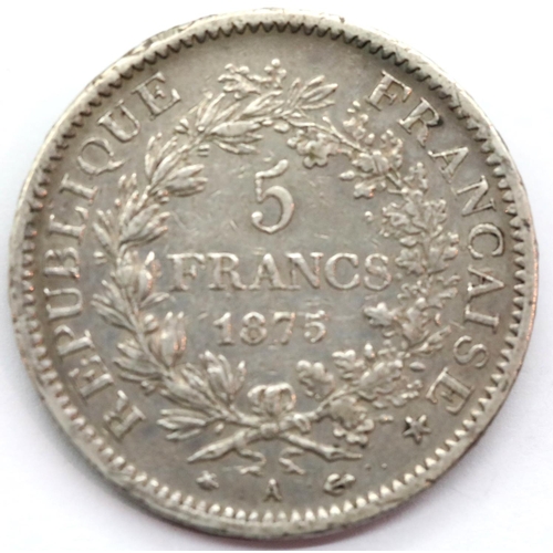 1158 - 1875 - Silver 5 Francs - French republic. P&P Group 1 (£14+VAT for the first lot and £1+VAT for subs... 