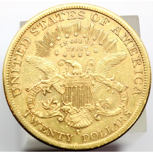 1176 - American 1880 Gold San Francisco mint 20 Dollar coin with fine definition. P&P Group 2 (£18+VAT for ... 