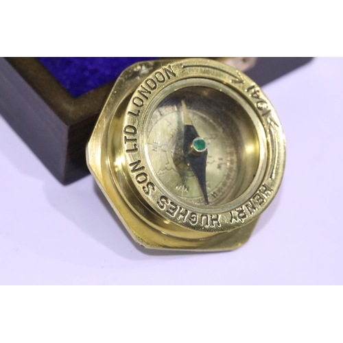 1219 - Boxed brass compass, inscribed Henry Hughes, D: 5 cm. P&P Group 2 (£18+VAT for the first lot and £3+... 