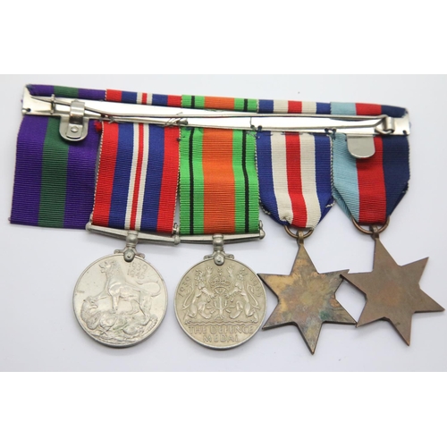 1193 - WWII medal set and QSM medal ribbon on single bar. P&P Group 1 (£14+VAT for the first lot and £1+VAT... 