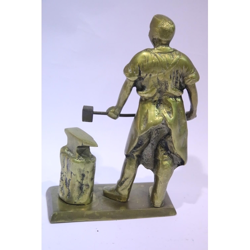 1227 - Cast brass metal worker figure with anvil, H: 20 cm. P&P Group 3 (£25+VAT for the first lot and £5+V... 