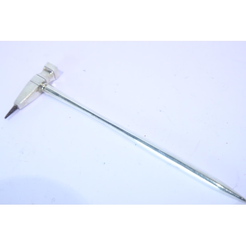 1266 - Art Deco silver plated ice pick in the form of an ice hammer. P&P Group 1 (£14+VAT for the first lot... 