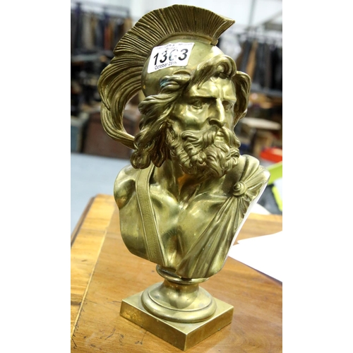 1363 - 19th century Grand Tour gilt bronze bust of Hercules, H: 26 cm.  P&P Group 2 (£18+VAT for the first ... 