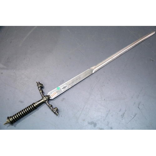 1484 - Large contemporary steel fantasy sword, blade L: 87 cm. Not available for in-house P&P