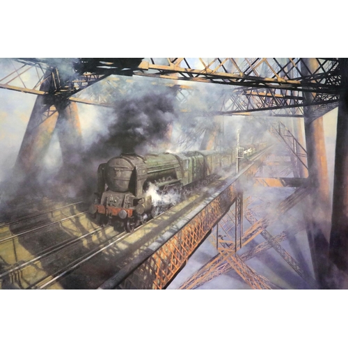 1507 - Large framed and glazed limited edition print Over the Forth 419/850 signed by David Shepherd, 75 x ... 