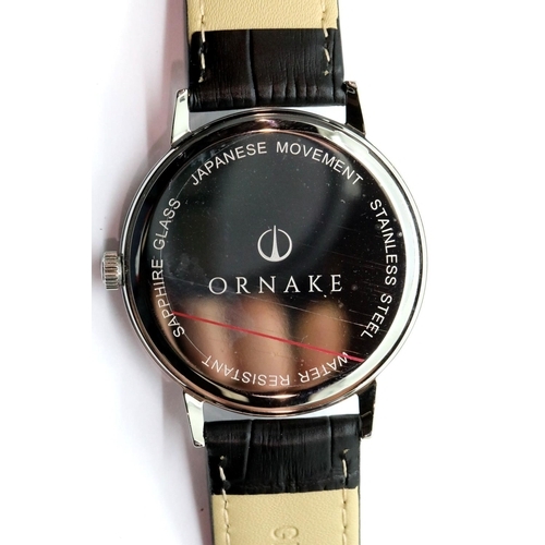 1070 - Boxed Gents Ornake wristwatch with Japanese Miyota movement, white face with subsidiary seconds dial... 