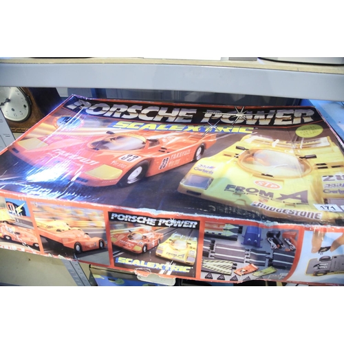 171 - Boxed Scalextric Porsche Power racing car set with two cars. Not available for in-house P&P