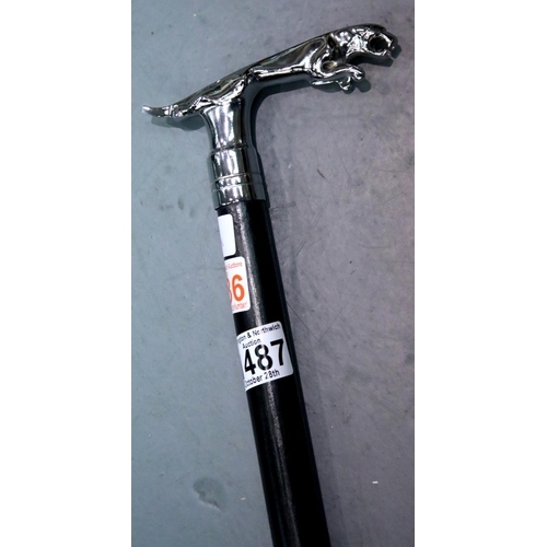 1487 - Jaguar handled walking stick, H: 92 cm. P&P Group 2 (£18+VAT for the first lot and £3+VAT for subseq... 