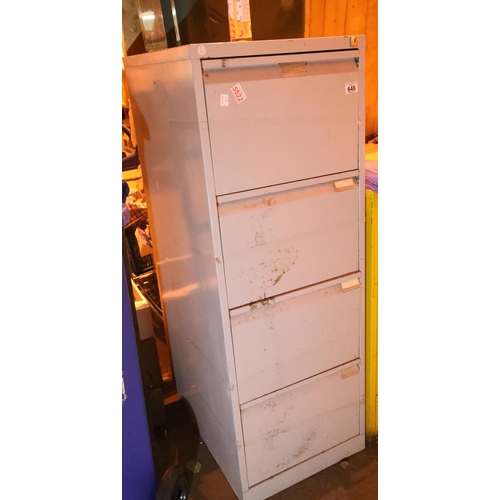 646 - Four drawer metal filing cabinet. Not available for in-house P&P