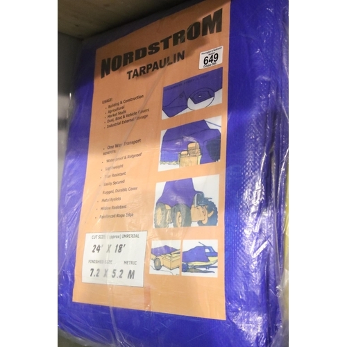 649 - Nordstrom tarpaulin, 24ft x 18ft. Not available for in-house P&P