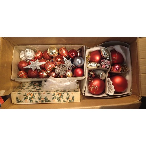 238 - Box of mixed Christmas decorations and lights. Not available for in-house P&P