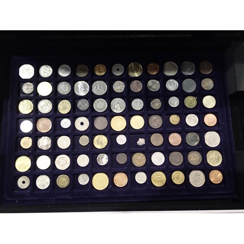 1102 - Coin case to include World coins, British coins, tokens, Ancient Roman, Silver and Hammered coinage.... 