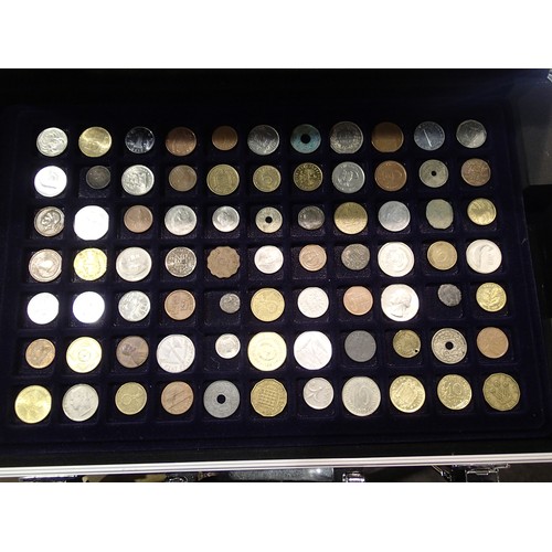 1102 - Coin case to include World coins, British coins, tokens, Ancient Roman, Silver and Hammered coinage.... 