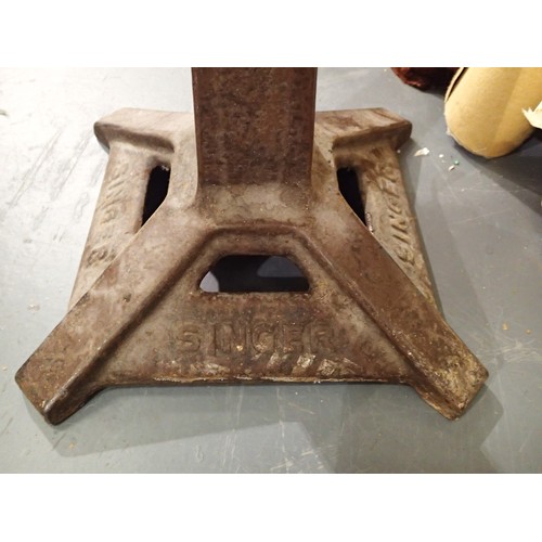 3024 - Singer cast iron and ply machinists stool with adjustable height. Not available for in-house P&P.