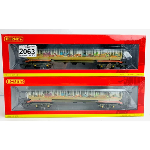 2063 - 2x Hornby OO R6967 100 Ton Tanker Wagons Graffiti -  New & Boxed. P&P Group 1 (£14+VAT for the first... 
