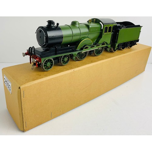 2103 - O Gauge Kit Built 4-4-0 Undecorated Green Loco. P&P Group 2 (£18+VAT for the first lot and £3+VAT fo... 