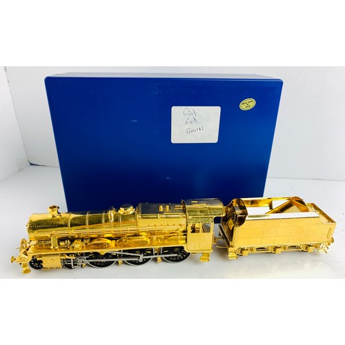 2141 - Hong Kong Brass & Gold Plated OO BR 4-6-0 Steam Locomotive - in Presentation Case Box. P&P Group 2 (... 