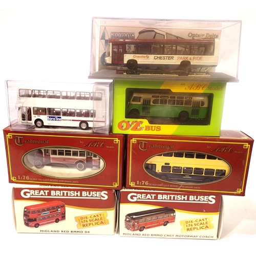 2206 - Seven buses and coaches, Britbus, Oz bus, Great British Buses, ABC models and Diamond Code 3 Classic... 