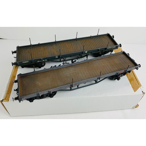 2152 - 2x O Gauge Kit Built GW Bolster Wagons. P&P Group 1 (£14+VAT for the first lot and £1+VAT for subseq... 