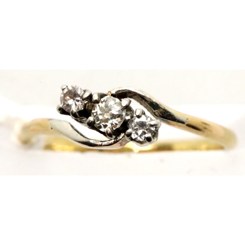 1031 - 18ct gold and diamond trilogy ring, size K/L, 2.1g. P&P Group 1 (£14+VAT for the first lot and £1+VA... 