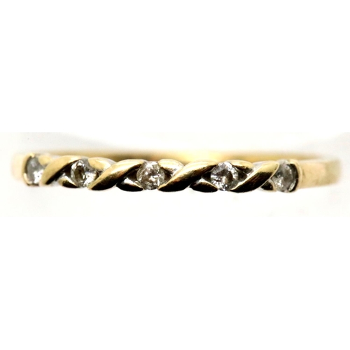 1032 - 9ct gold five diamond ring, size Q, 1.4g. P&P Group 1 (£14+VAT for the first lot and £1+VAT for subs... 