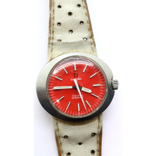 1055 - Omega Geneve dynamic red faced ladies wristwatch, 1970s. P&P Group 1 (£14+VAT for the first lot and ... 