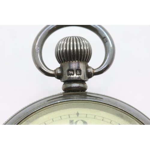 1061 - Swiss made silver pocket watch, hallmarked 1929, case D: 49 mm. P&P Group 1 (£14+VAT for the first l... 