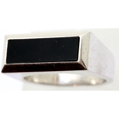 1069 - Emporio Armani silver signet ring, size U. P&P Group 1 (£14+VAT for the first lot and £1+VAT for sub... 