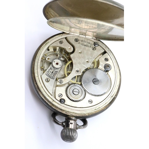 1061 - Swiss made silver pocket watch, hallmarked 1929, case D: 49 mm. P&P Group 1 (£14+VAT for the first l... 