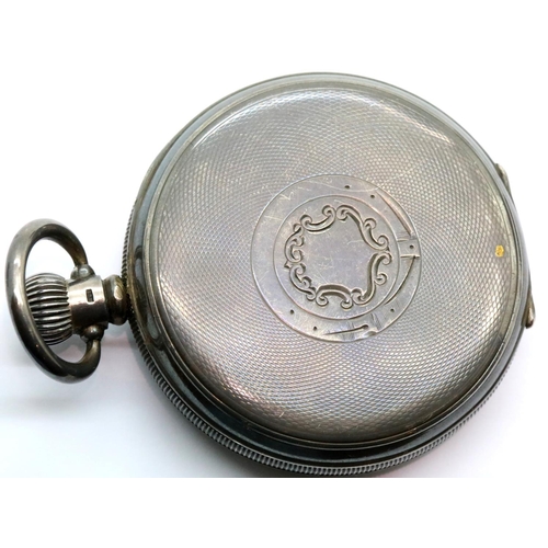 1061 - Swiss made silver pocket watch, hallmarked 1929, case D: 49 mm. P&P Group 1 (£14+VAT for the first l... 