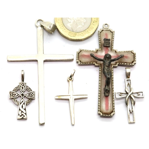 1068 - Five assorted 925 silver crosses. P&P Group 1 (£14+VAT for the first lot and £1+VAT for subsequent l... 