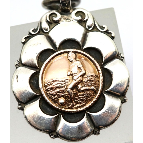 1105 - Vintage 1935 sterling silver and gold football fob/medal by Thomas Fattorini, uninscribed. P&P Group... 
