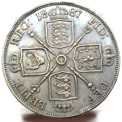 1186 - Victoria Jubilee head 1887 double florin with good definition. P&P Group 1 (£14+VAT for the first lo... 