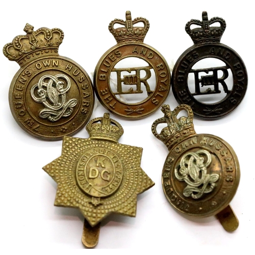 1224 - Five British Cavalry Cap Badges. P&P Group 1 (£14+VAT for the first lot and £1+VAT for subsequent lo... 