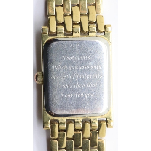 1078 - Footsteps ladies wristwatch with 1g 24ct gold ingot and four diamonds to face, W: 19 mm. P&P Group 1... 