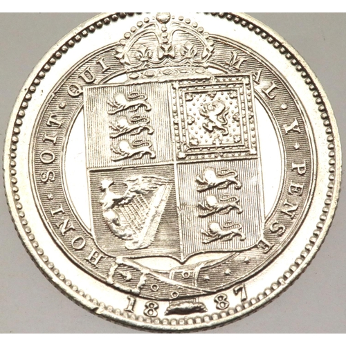 1172 - 1887 Silver Shilling of Queen Victoria (JEB in exergue). P&P Group 1 (£14+VAT for the first lot and ... 