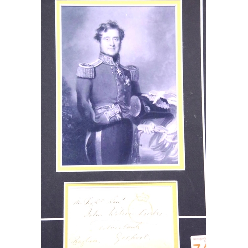 1246 - Field Marshall Fitzroy Somerset, 1st Baron Raglan, framed signature and photograph, overall, 30 x 42... 